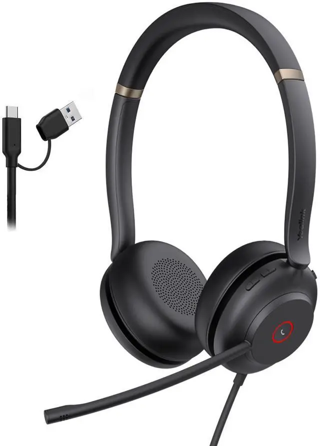 Main image of Yealink UH37 USB Headset with Mic,Wired Headset with Noise Cancelling Microphone for Computer PC Laptop VoIP Phone,USB-A & USB-C Cable,Works with Zoom and Other Leading UC Platforms