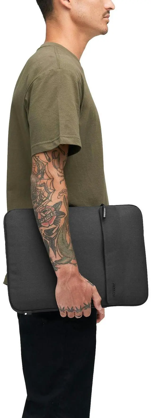 Alt view image 4 of 5 - Incase Crosstown Sleeve with Woolenex - 16 Inch Laptop/MacBook Sleeve  Vertical Orientation, Cushioned Protection, Durable Construction, External Slip Pocket - Black