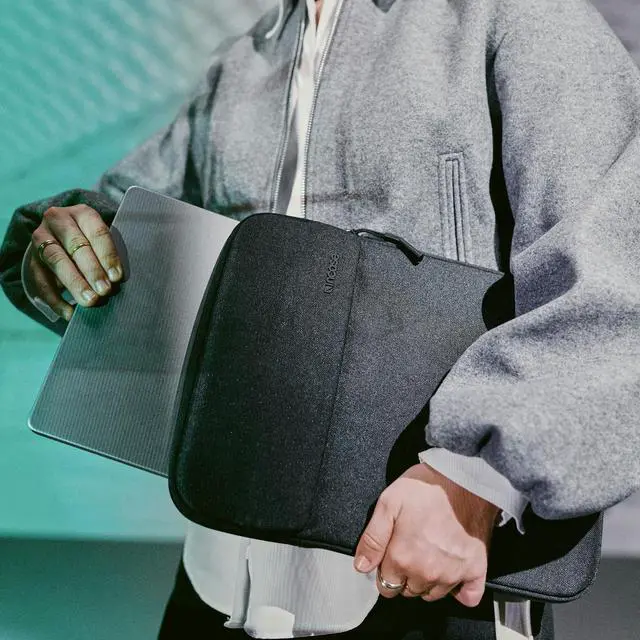 Alt view image 5 of 5 - Incase Crosstown Sleeve with Woolenex - 16 Inch Laptop/MacBook Sleeve  Vertical Orientation, Cushioned Protection, Durable Construction, External Slip Pocket - Black