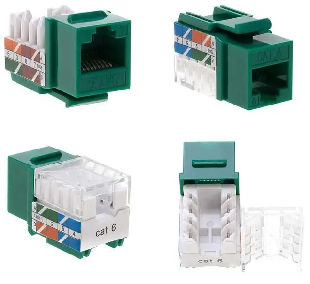Alt view image 2 of 5 - SATMAXIMUM Cat5e Keystone Ethernet Wall Jack Punch Down UTP 45-Degree (Easier Termination Than 90-Degree), RJ45 Slim Profile Speed Termination Green 45deg Angled (30 Pack)