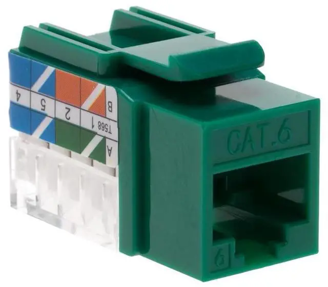 Alt view image 3 of 5 - SATMAXIMUM Cat5e Keystone Ethernet Wall Jack Punch Down UTP 45-Degree (Easier Termination Than 90-Degree), RJ45 Slim Profile Speed Termination Green 45deg Angled (30 Pack)