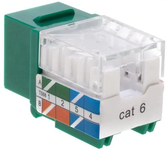 Alt view image 4 of 5 - SATMAXIMUM Cat5e Keystone Ethernet Wall Jack Punch Down UTP 45-Degree (Easier Termination Than 90-Degree), RJ45 Slim Profile Speed Termination Green 45deg Angled (30 Pack)