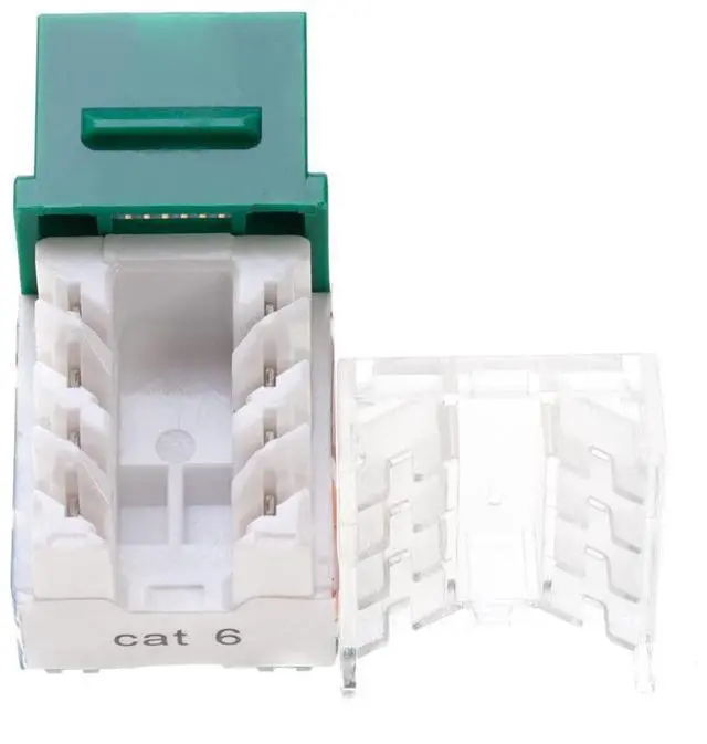 Alt view image 5 of 5 - SATMAXIMUM Cat5e Keystone Ethernet Wall Jack Punch Down UTP 45-Degree (Easier Termination Than 90-Degree), RJ45 Slim Profile Speed Termination Green 45deg Angled (30 Pack)