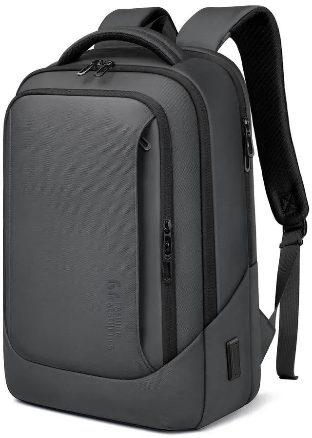 Main image of hk Laptop Backpack for Men with USB Charging Port Water-Resistant for 15.6 Inch Computer Bag Durable High-Tech Daypack Casual Backpack for Business Work College Weekender Travel- Dark Grey