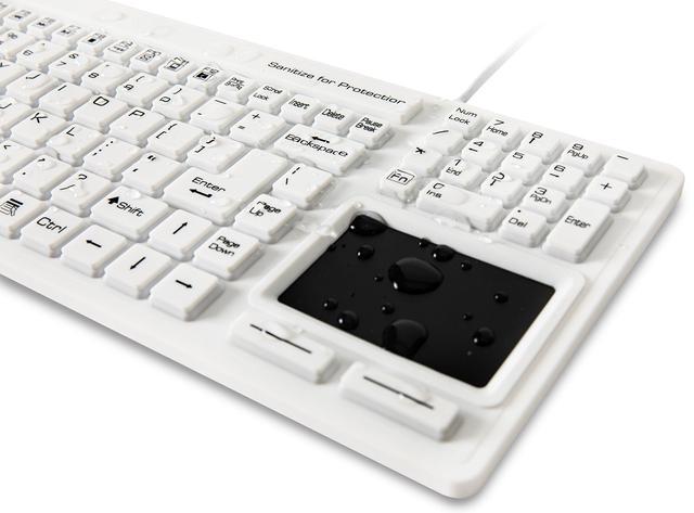 Alt view image 2 of 5 - SaniType "Touchpad Plus Hygienic Medical-Grade Rigid Silicone Washable Keyboard with Touchpad(USB) (White) | KBSTRC106T-W