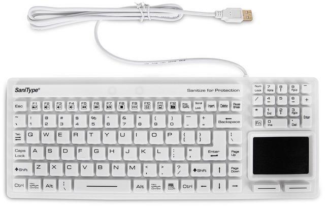 Alt view image 4 of 5 - SaniType "Touchpad Plus Hygienic Medical-Grade Rigid Silicone Washable Keyboard with Touchpad(USB) (White) | KBSTRC106T-W