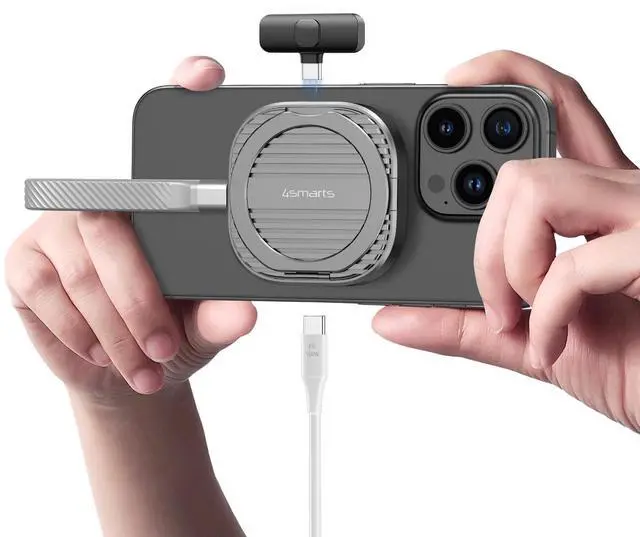 Main image of 4smarts Magnetic M.2 2230 NVMe SSD Enclosure 3C with Kickstand, Extra USB-C 2.0 Port, Up to 2TB Storage, USB-C 3.2 Gen 2 10Gbps, 100W PD, MagSafe Compatible Aluminium Case for iPhone, MacBook, iPad