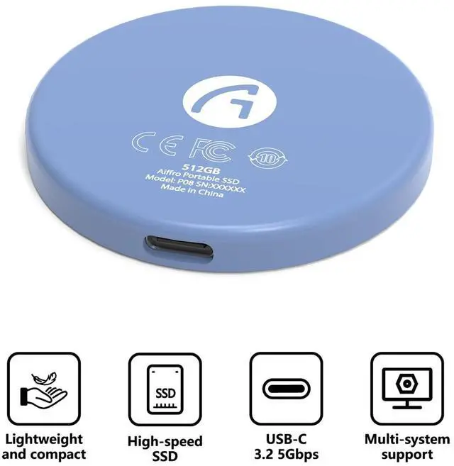 Alt view image 4 of 5 - Aiffro P08 Magnetic PSSD,for iPhone MagSafe Portable SSD, Upto 550MB/s-Type-C
