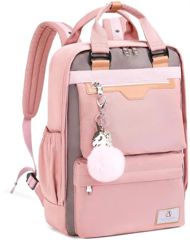 Main image of AO ALI VICTORY Laptop Backpack 15.6 Inch for Women Men Teacher Backpacks Nursing Bag Anti Theft Travel Back Pack Large College Bookbag (Large, Pink)