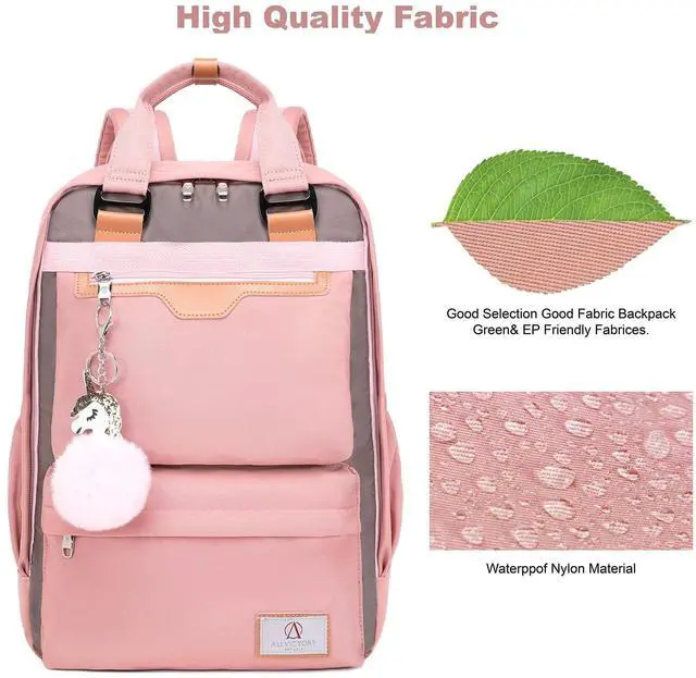Alt view image 3 of 5 - AO ALI VICTORY Laptop Backpack 15.6 Inch for Women Men Teacher Backpacks Nursing Bag Anti Theft Travel Back Pack Large College Bookbag (Large, Pink)