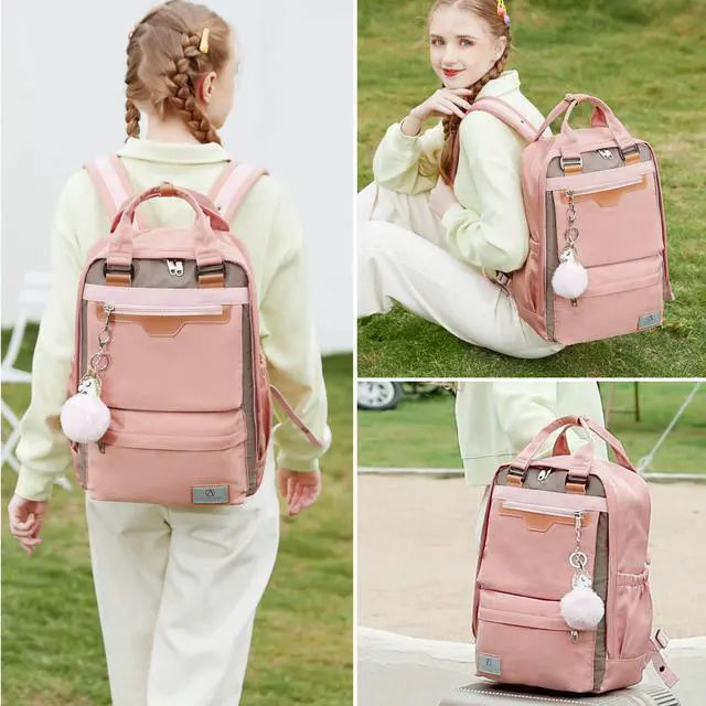 Alt view image 2 of 5 - AO ALI VICTORY Laptop Backpack 15.6 Inch for Women Men Teacher Backpacks Nursing Bag Anti Theft Travel Back Pack Large College Bookbag (Large, Pink)