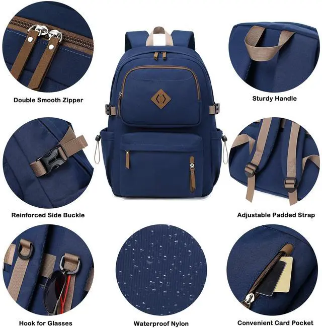 Alt view image 5 of 5 - AO ALI VICTORY laptop backpack 15.6 inch anti theft travel backpacks for men and women large college bookbag work business daypack middle high school bag for girls boys teens students blue