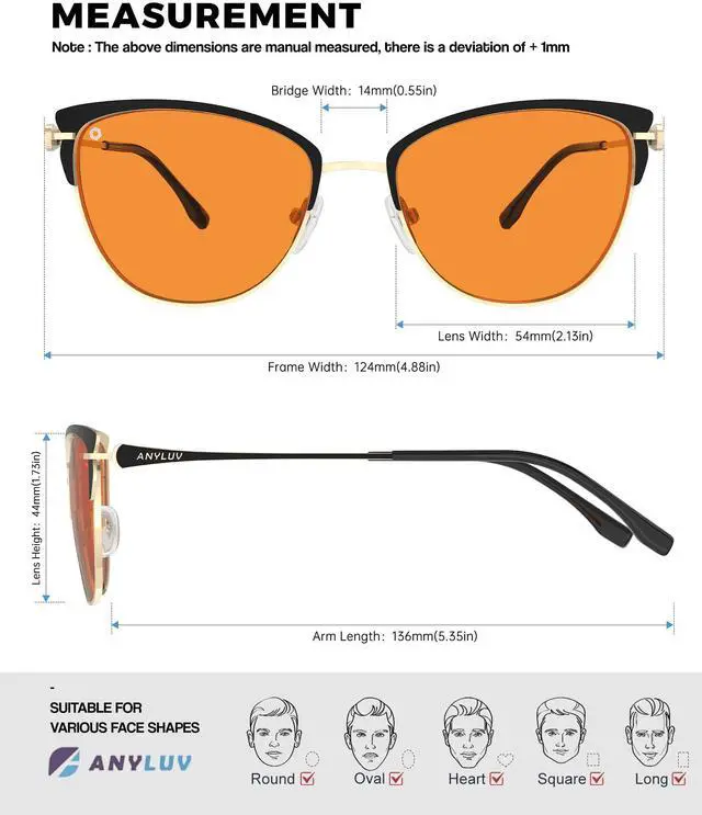 Alt view image 5 of 5 - ANYLUV Blue-Light Blocking-Glasses Blue-Light-Glasses Women: Womens Bluelight Glasses Computer Screen Blocker Eyes Protection