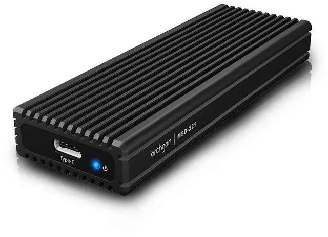 Main image of Archgon External SSD Enclosure USB 3.1 Gen.2 NVMe with Both USB-C and USB-A Cables Compatible with M.2 2230/2242/2260/2280 PCIe-Based Solid State Drive Model MSD-221 (Black)