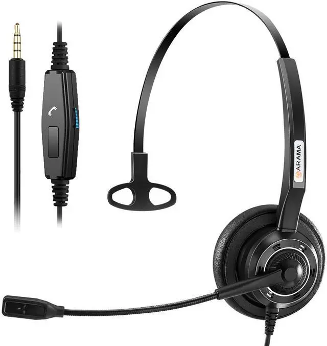Main image of Arama Cell Phone Headset with Microphone Noise Cancelling 3.5mm Headset for iPhone,Android,BlackBerry Mobile Phone and iPad Tablets (A200MP)