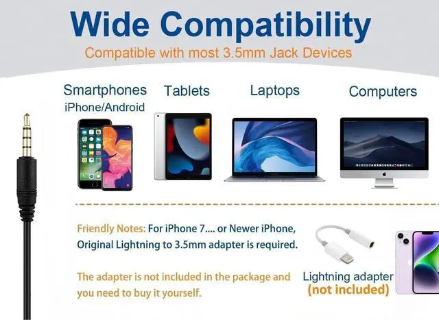 Alt view image 3 of 5 - Arama Cell Phone Headset with Microphone Noise Cancelling 3.5mm Headset for iPhone,Android,BlackBerry Mobile Phone and iPad Tablets (A200MP)