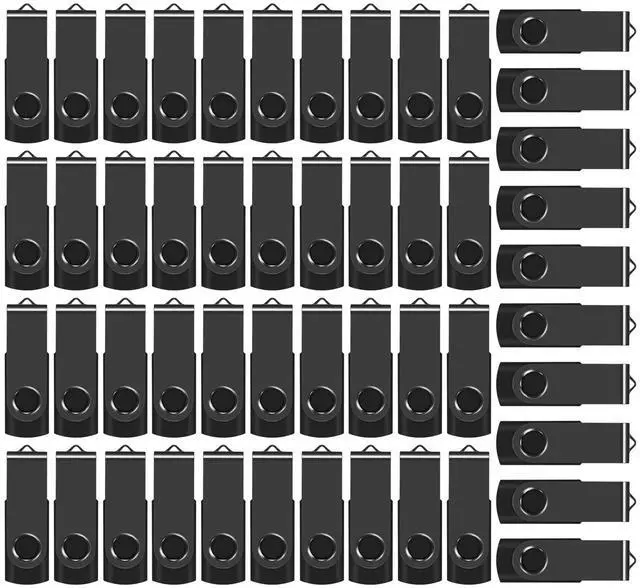 Main image of AreTop 50 Pack 16GB Bulk Flash Drives USB 2.0 Thumb Drive Swivel Memory Stick Bulk USB Drives (50 Pack 16GB, Black)