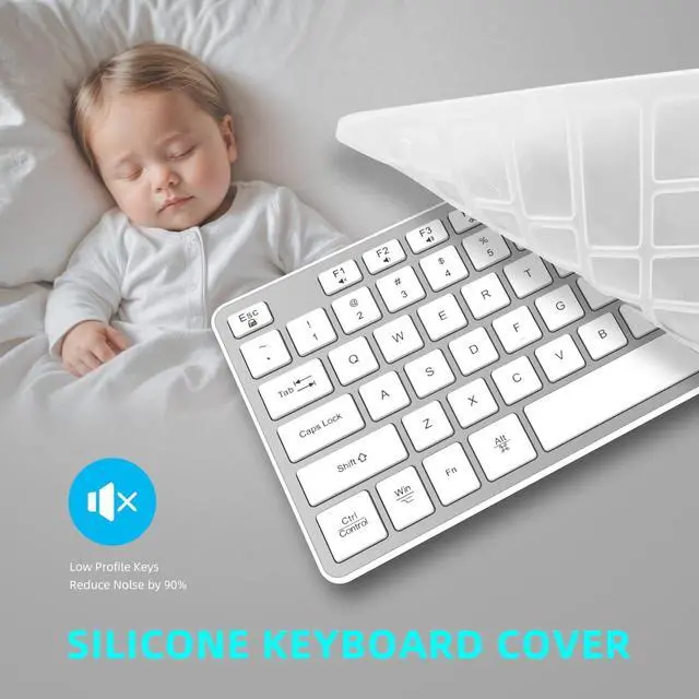 Alt view image 5 of 5 - BFRIENDit Wireless Keyboard and Mouse Combo, Ultra - Quiet Chocolate Keys 2.4GHz Connection Slim Wireless Computer Keyboard for Mac, Windows 11/10/8/7/Vista, Microsoft & PC, Smart TV, RF1430K - Silver