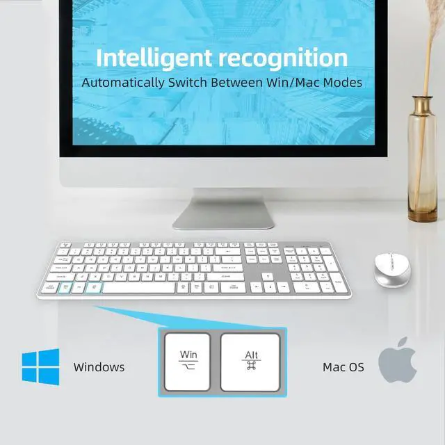 Alt view image 4 of 5 - BFRIENDit Wireless Keyboard and Mouse Combo, Ultra - Quiet Chocolate Keys 2.4GHz Connection Slim Wireless Computer Keyboard for Mac, Windows 11/10/8/7/Vista, Microsoft & PC, Smart TV, RF1430K - Silver