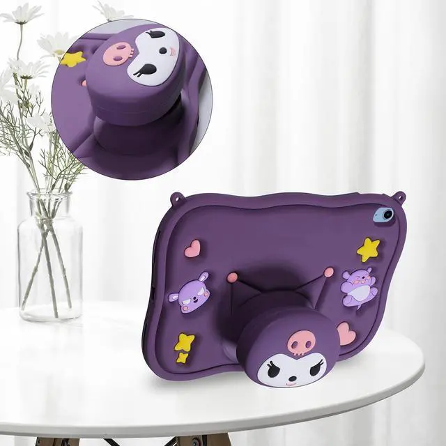 Alt view image 2 of 5 - Beszeith Kids Case for iPad 10th Generation 10.9 Inch 2022/iPad A16 11th Generation 11 Inch 2025 with Cartoon Stand, Wallet & Adjustable Shoulder Strap,Shockproof Protective (Purple)