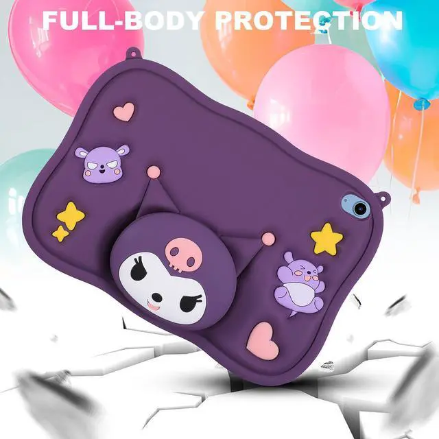 Alt view image 5 of 5 - Beszeith Kids Case for iPad 10th Generation 10.9 Inch 2022/iPad A16 11th Generation 11 Inch 2025 with Cartoon Stand, Wallet & Adjustable Shoulder Strap,Shockproof Protective (Purple)