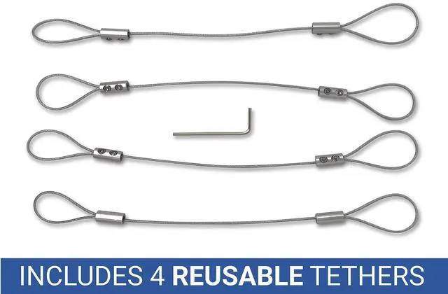 Alt view image 2 of 5 - Universal CableTether - TetherClamp (4 Pack) - Heavy Duty, Reusable, Adjustable, Cable Tether - Secure Conference Room Computer Display Adapters and Mac Adapters
