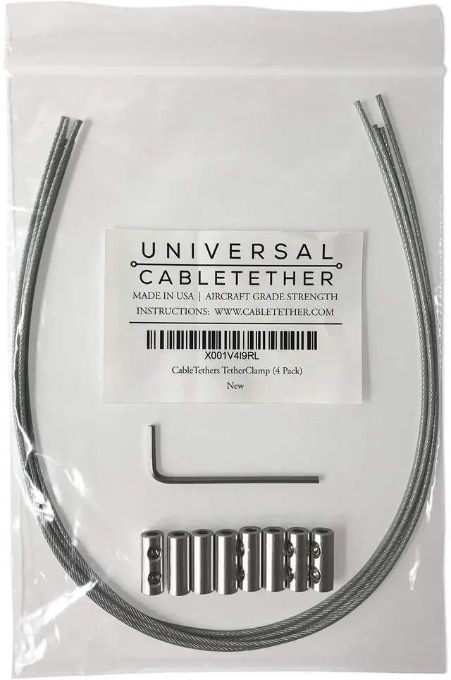 Alt view image 5 of 5 - Universal CableTether - TetherClamp (4 Pack) - Heavy Duty, Reusable, Adjustable, Cable Tether - Secure Conference Room Computer Display Adapters and Mac Adapters