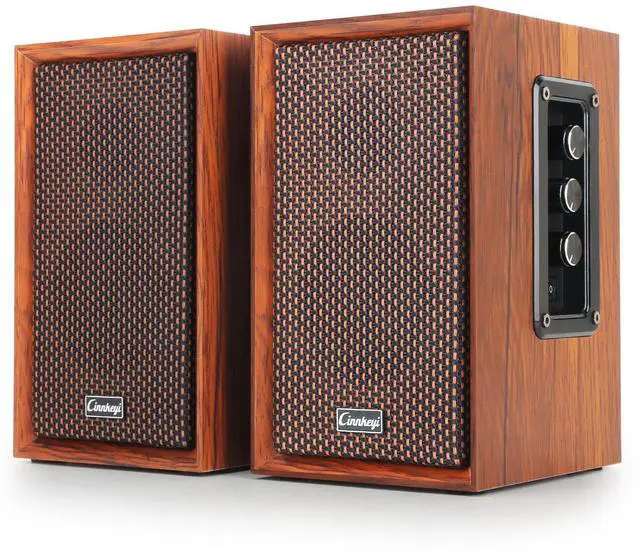 Main image of 40W Computer Speakers,2.0 AC Powered Wooden PC Speakers with Strong Bass,7.28" X 2 AC Powered USB/Bluetooth Bookshelf Speakers with USB Input for DSP PC Speaker, Wooden Speaker for Laptop (C5201-US)