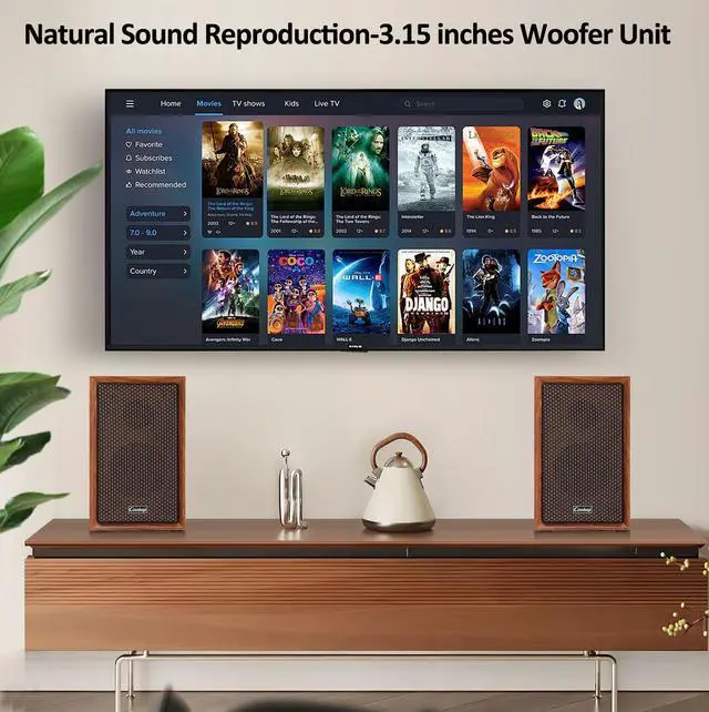 Alt view image 5 of 5 - 40W Computer Speakers,2.0 AC Powered Wooden PC Speakers with Strong Bass,7.28" X 2 AC Powered USB/Bluetooth Bookshelf Speakers with USB Input for DSP PC Speaker, Wooden Speaker for Laptop (C5201-US)