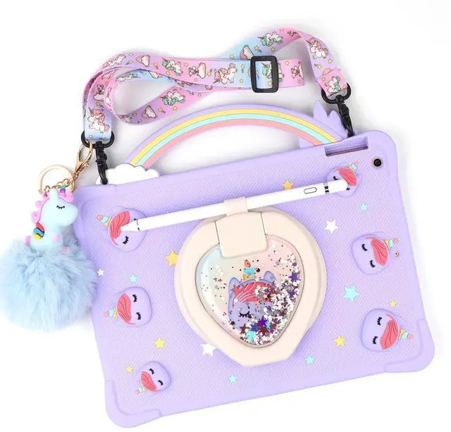 Main image of [Super Cute Rainbow Handle Unicorn Case] for Samsung Galaxy Tab A8 10.5 Inch 2022 SM-X200/X205/X207 (Purple)