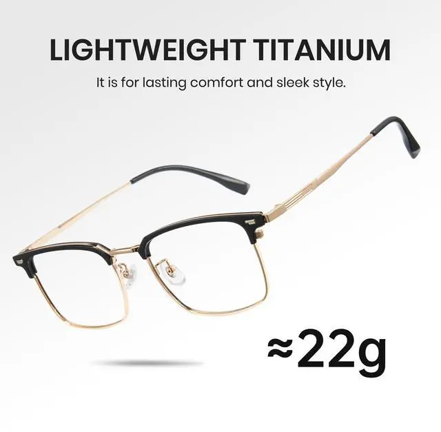 Alt view image 5 of 5 - Cyxus Half Rim Blue Light Glasses for Men, Anti Eye Strain Computer Eyewear with Acetate Beta-Titanium Frame and AC Lens, Stylish Screen Protection 8217