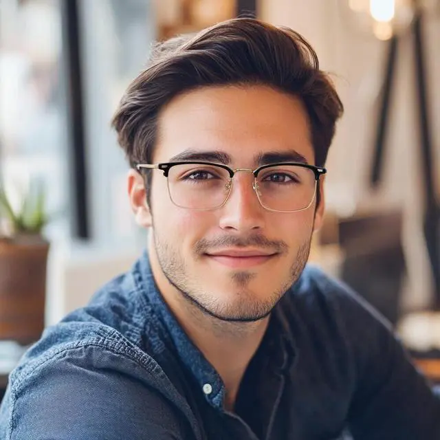 Alt view image 2 of 5 - Cyxus Half Rim Blue Light Glasses for Men, Anti Eye Strain Computer Eyewear with Acetate Beta-Titanium Frame and AC Lens, Stylish Screen Protection 8217