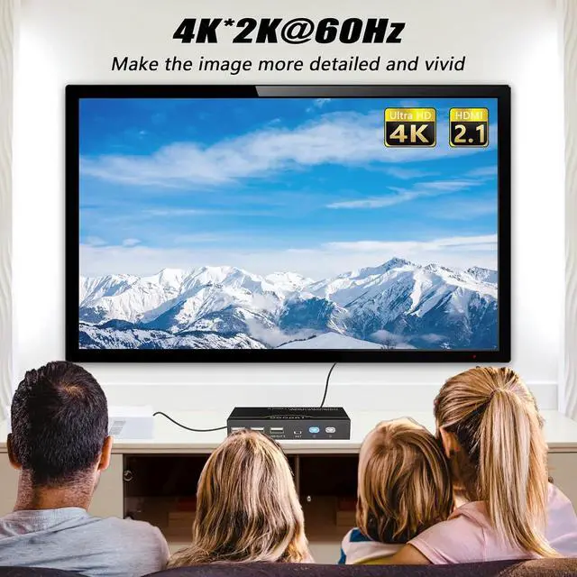Alt view image 5 of 5 - 4K KVM Switch, HDMI USB Switch for 2 Computer Share 1 Monitor and 3 USB Devices Support 4K@60Hz, Including 2 HDMI Cable and 2 USB Cable