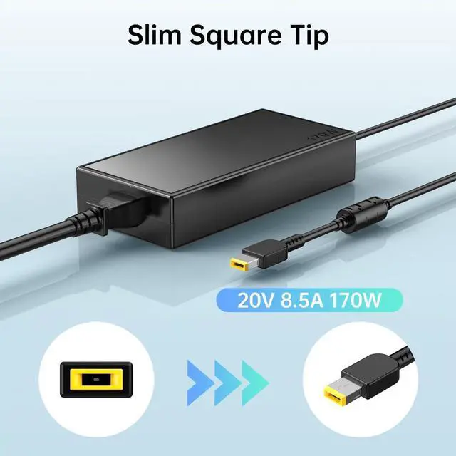 Alt view image 2 of 5 - 170W Laptop Charger for Lenovo Thinkpad 170W AC Adapter P1 P50 P51 P52 P53 P70 P71 P73 W540 W541 T540P ADL170NDC2A ADL170NDC3A ADL170NLC3A ADL170NLC2A 4X20E50574 Power Supply Cord