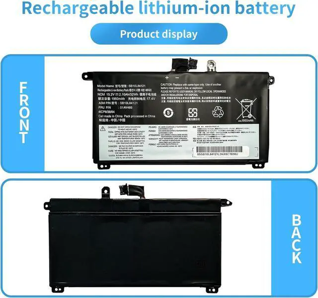 Alt view image 5 of 5 - HBFVG 00UR891 00UR892 SB10L84122 00UR890 01AV493 SB10L84121 SB10L84123 Laptop Battery Replacement for Lenovo ThinkPad T570 T580 P51S P52S Series(15.28V 32Wh)