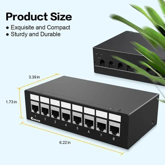 Alt view image 2 of 5 - Enmane 8Port Patch Panel CAT6A Keystone Patch Panel Shielded Network Patch Patch with Smart Cable Management for Home/Office Network (1U 8Port, CAT6A)