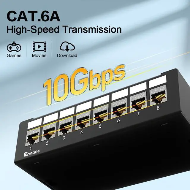 Alt view image 5 of 5 - Enmane 8Port Patch Panel CAT6A Keystone Patch Panel Shielded Network Patch Patch with Smart Cable Management for Home/Office Network (1U 8Port, CAT6A)