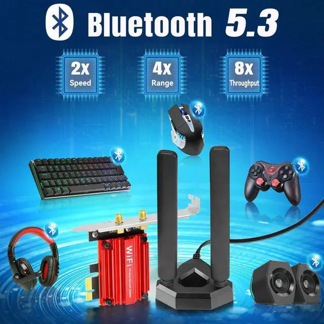Alt view image 5 of 5 - Eightwood WiFi 6E AX210 PCIe WiFi Card, Tri-Band Wireless Adapter with Magnetic WiFi 6E Antenna for Gaming PC Desktop Computer, Bluetooth 5.3, OFDMA & MU-MIMO, Ultra-Low Latency, WPA3, 802.11ax