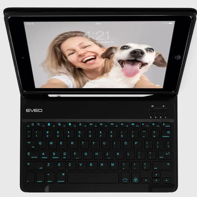 Alt view image 2 of 5 - EVEO iPad Case With Keyboard 10.2'' - iPad 9th Generation Case With Keyboard (2021) - for iPad Case 9th Generation/8th Gen/7th iPad keyboard case 9th generation iPad case, Built-in Pencil Holder-Black