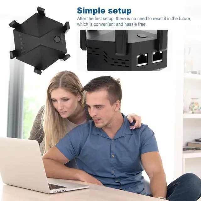 Alt view image 5 of 5 - E-SHIDAI WiFi Extender Signal Booster,WiFi Booster with 1200Mbps Dual Band,WiFi Extenders Signal Booster for Home,WiFi Repeater with Ethernet Port Covers up to 10000sq. ft and 55+ Devices(Black)