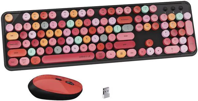Main image of FCPLU x UBOTIE Colorful Wireless Keyboard and Mouse Combo, Full-Sized Office Keyboard with Typewriter Flexible Keys, 2.4GHz Dropout-Free Connection, Optical Mouse for PC Laptop(Black Colorful)