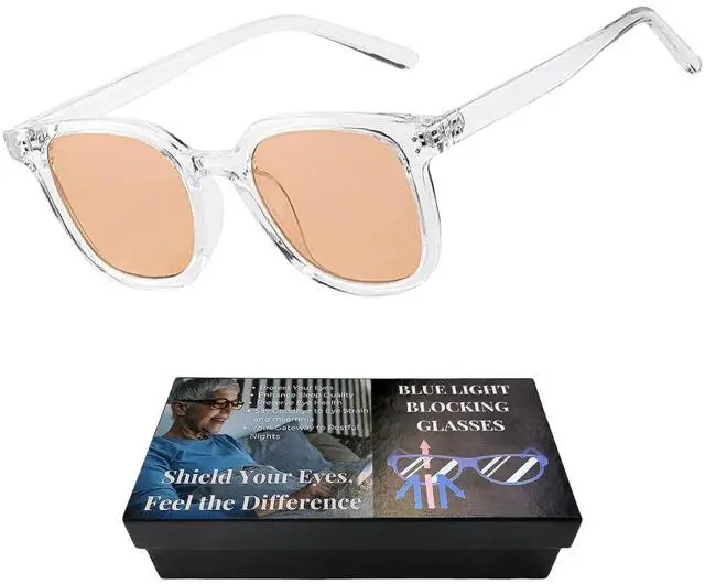Main image of genkigold 20x Blocking Effect Orange Lenses Blue Light Blocking Glasses,Ultra-Lightweight,for Computer,Gaming,Women and Men,Improve Sleep Naturally,Ease Digital Eye Strain,Dry Eyes - Clear Frame