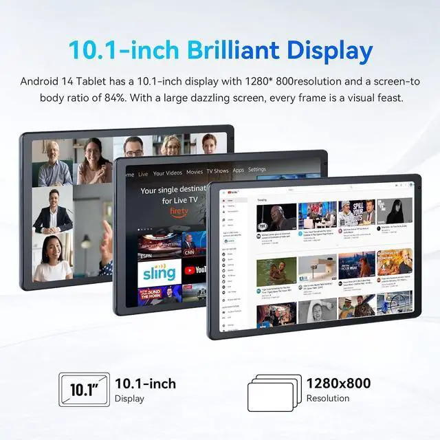 Alt view image 5 of 5 - Jeazans Android Tablet, 10.1 inch Tablets with 1280 * 800 IPS HD Touchscreen, Octa-Core Processor, 10(4+6) GB RAM 128GB ROM, 1TB TF Card Expandable, 5G/2.4G WiFi, BT 5.0,Dual Camera, 2025 US Version