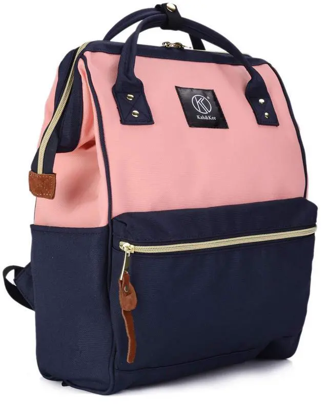 Alt view image 3 of 5 - Kah&Kee Polyester Travel Backpack Functional Anti-theft School Laptop for Women Men (Pink* Navy, Medium)