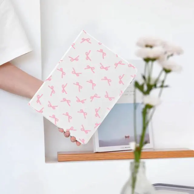 Alt view image 2 of 5 - Cute Kawaii Pink Bow for iPad (A16) Case 11th/10th Generation 11''/10.9'' 2025/2022 with Pencil Holder, Auto Sleep/Wake and Multiple Viewing Angles, White Leather Soft TPU Back Cover