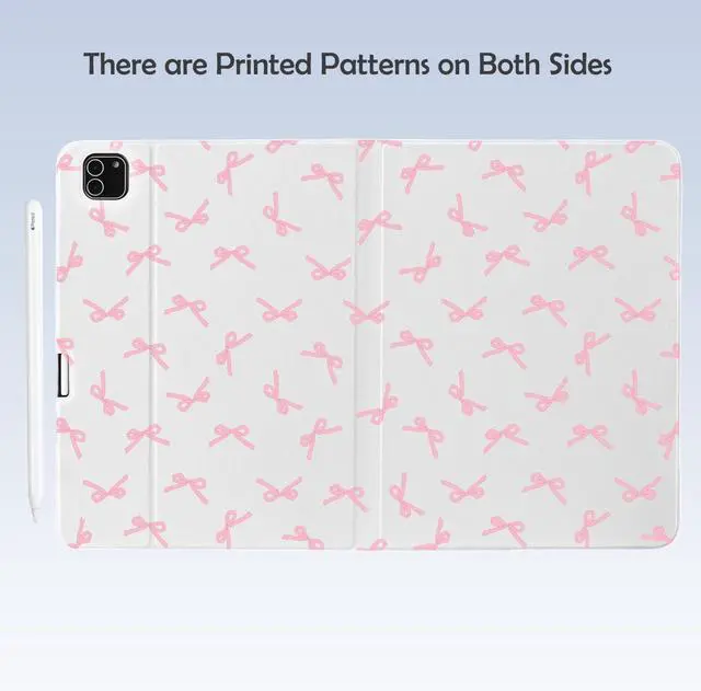 Alt view image 4 of 5 - Cute Kawaii Pink Bow for iPad (A16) Case 11th/10th Generation 11''/10.9'' 2025/2022 with Pencil Holder, Auto Sleep/Wake and Multiple Viewing Angles, White Leather Soft TPU Back Cover