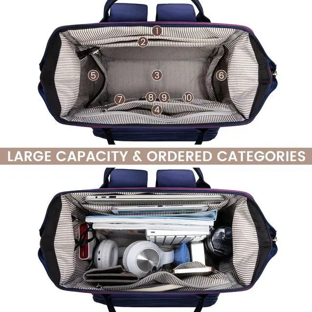 Alt view image 2 of 5 - LOVEVOOK Laptop Backpack for Women, 15.6 Inch Work Business Backpacks Purse With Large Capacity, Waterproof Nurse Bag College Bookbag for School, Waterproof Casual Daypack for Travel