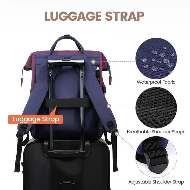 Alt view image 4 of 5 - LOVEVOOK Laptop Backpack for Women, 15.6 Inch Work Business Backpacks Purse With Large Capacity, Waterproof Nurse Bag College Bookbag for School, Waterproof Casual Daypack for Travel