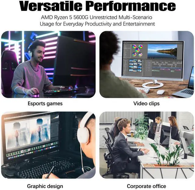 Alt view image 5 of 5 - LXZ Desktop Computer, R5 5600G, 4.4GHz, 16GB DDR4, 1TB NVMe SSD, WiFi & Win 11