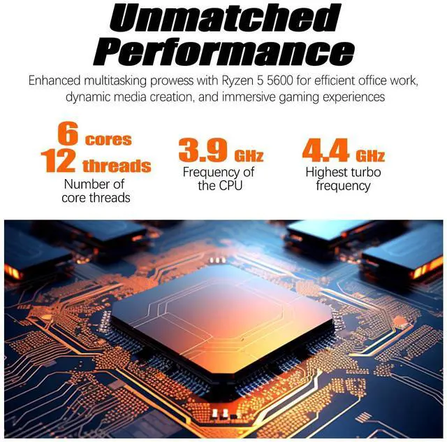 Alt view image 4 of 5 - LXZ Desktop Computer, R5 5600G, 4.4GHz, 16GB DDR4, 1TB NVMe SSD, WiFi & Win 11